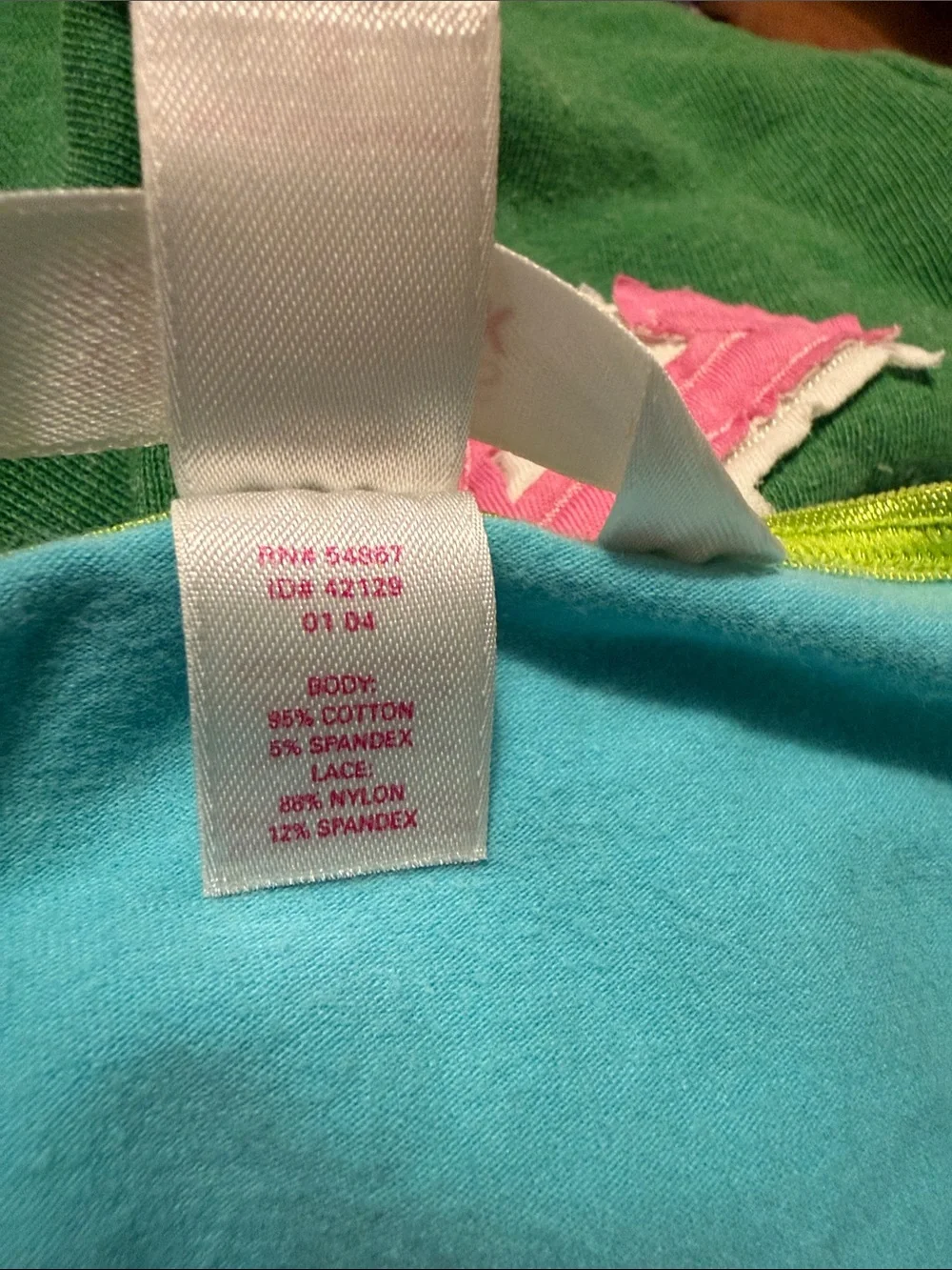 PINK Victoria's Secret Aqua Blue Camisole with Lime Lace Trim Vtg Summer Top ⭐️ - Picture 5 of 5
